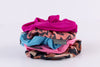 Aura7 Activewear scrunchies in assorted colors stacked